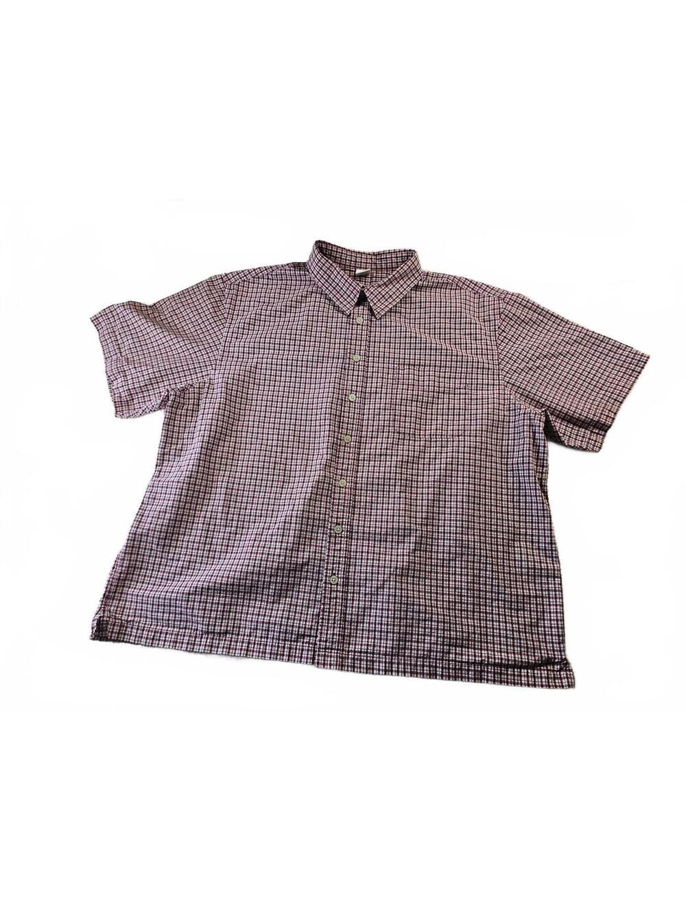 Old Navy Men's XXL Short Sleeve Button-Up Shirt Burgundy and White Check
